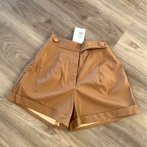 PU caramel shorts